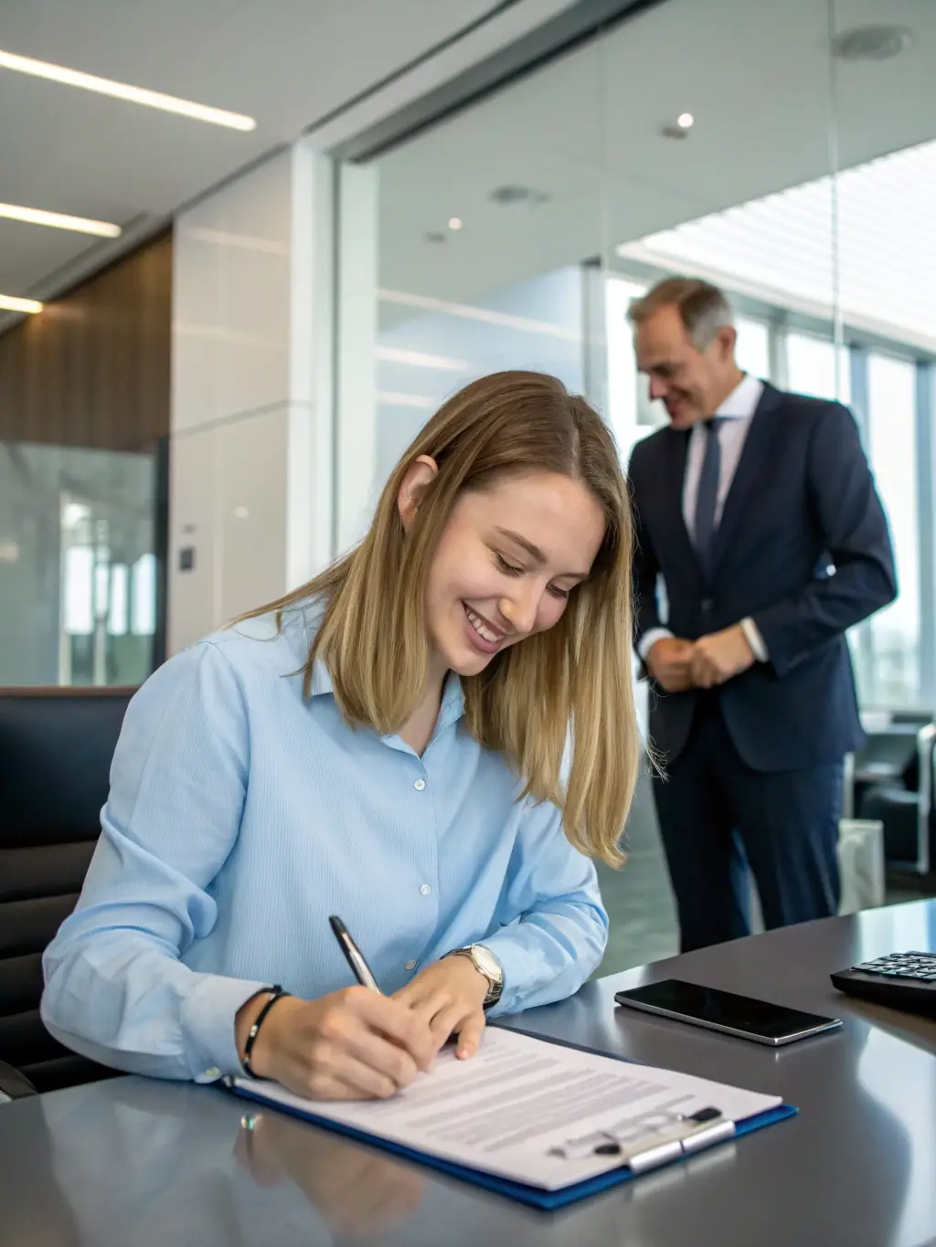 A person happily reviewing mortgage offers on a tablet, symbolizing the ease of comparing options with SzybkieHipo.pl.