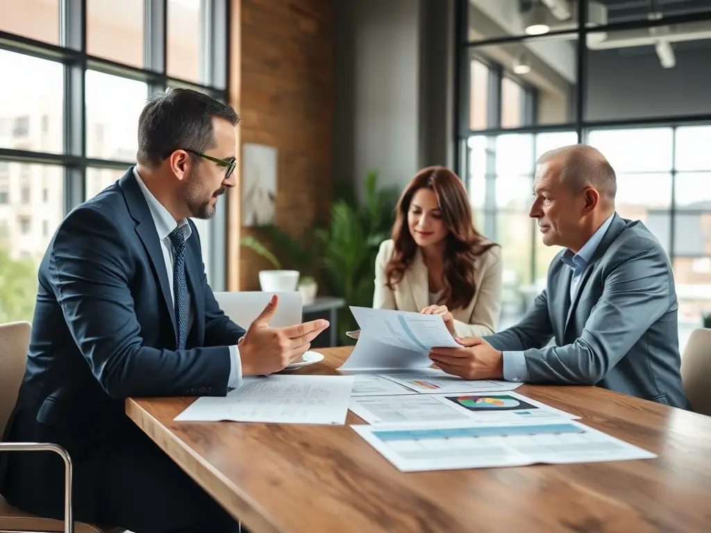 An image showing a friendly advisor helping a client understand mortgage terms and conditions, highlighting the personalized support offered by SzybkieHipo.pl.